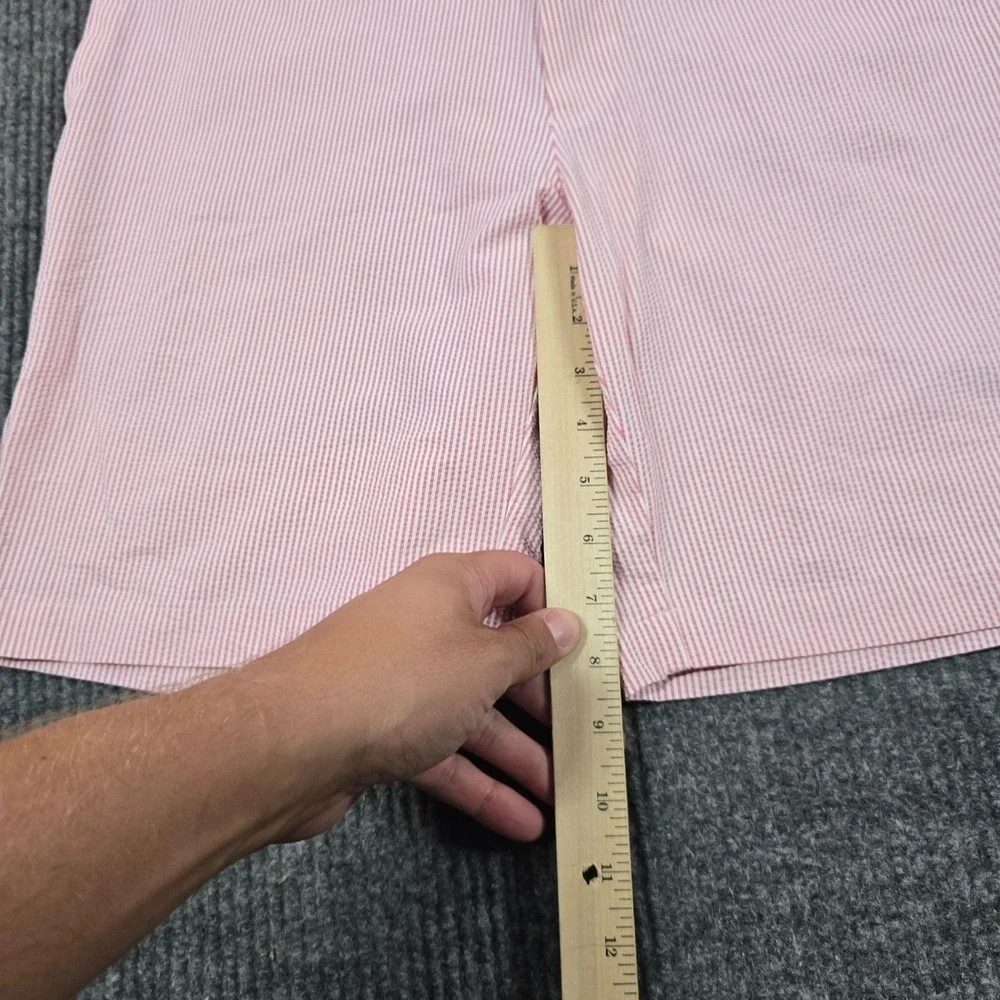 Peter Millar Crown Crafted Shorts Men 35 Pink Seersucker Stripe Performance Golf